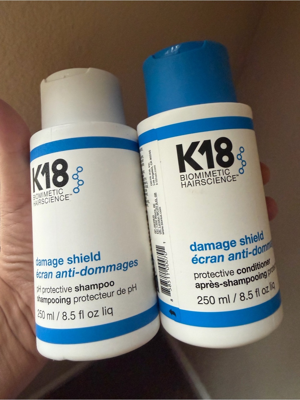 K18 Damage Shield Shampoo & Conditioner Duo — White and Blue